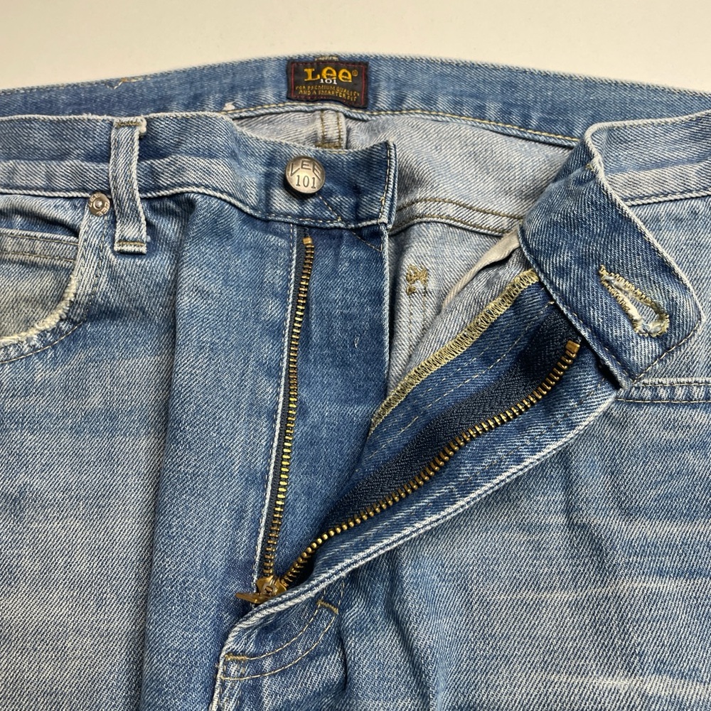 Lee 101 Rider Japanese Dry Selvedge Light Blue Denim Jeans 32X32 Made in Italy - Picture 10 of 15